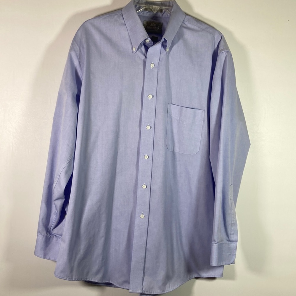 Stafford Men Button  Down Collar Long Cuffed Sleeve Dress Shirt Size 16.5